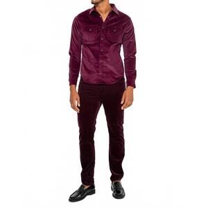 NEW MONFRERE eastwood needle cord long sleeve shirt in plum